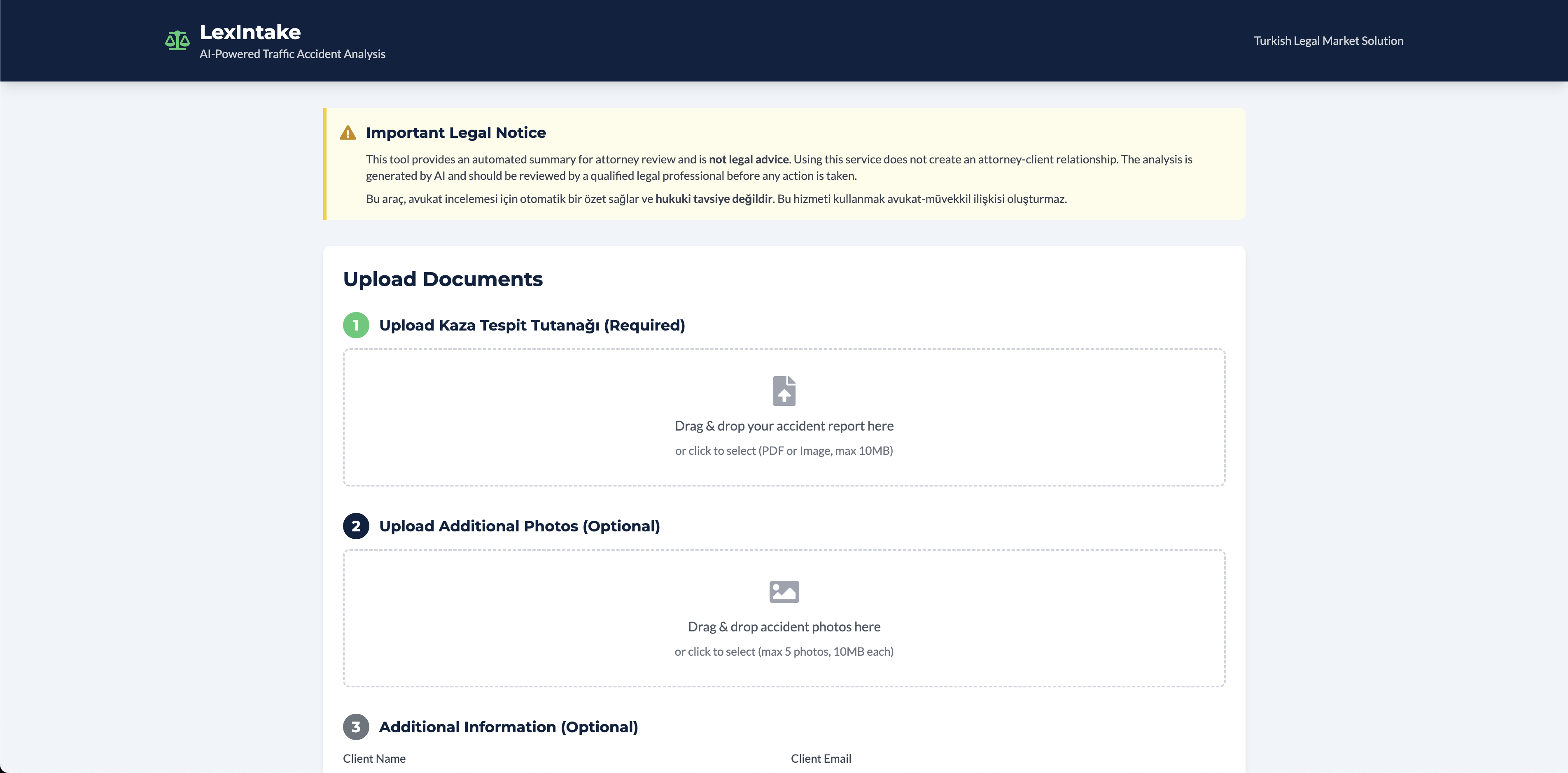 LexIntake - Document upload interface