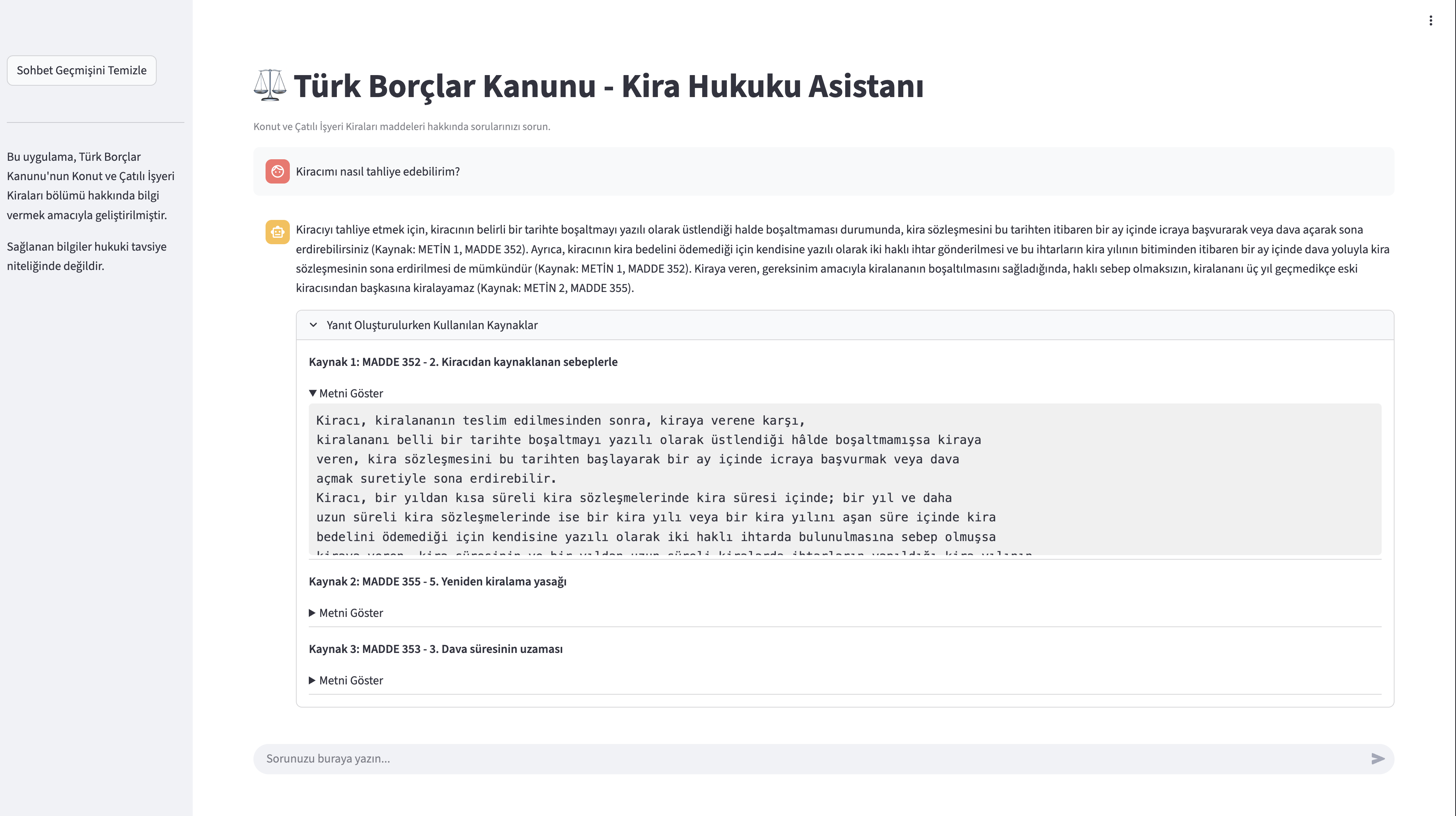 TBK Rental Law Assistant - Main interface