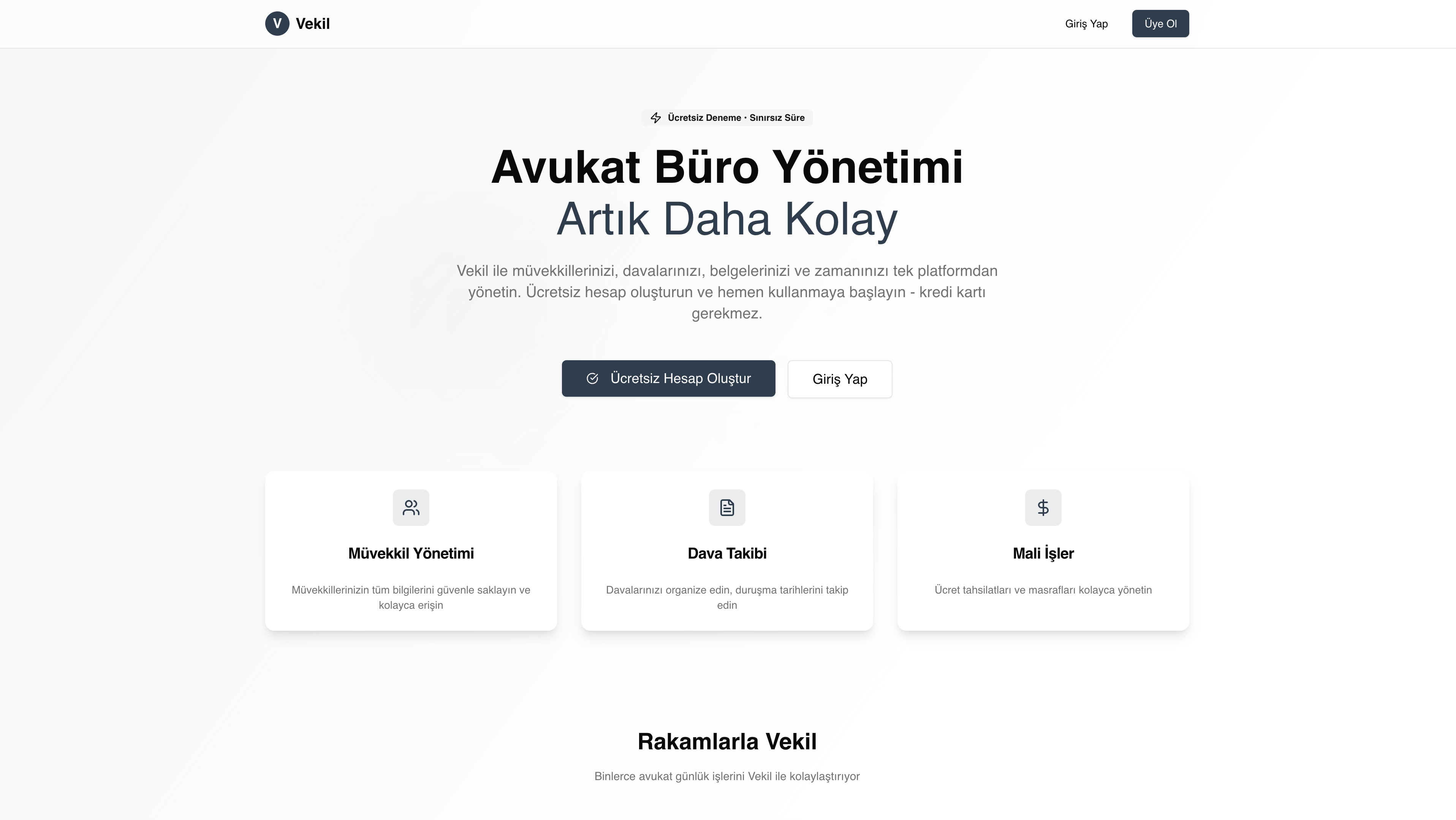 Vekil - Main dashboard